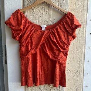 Sundance Puff Sleeve Faux Wrap Top Burnt Orange Size Large